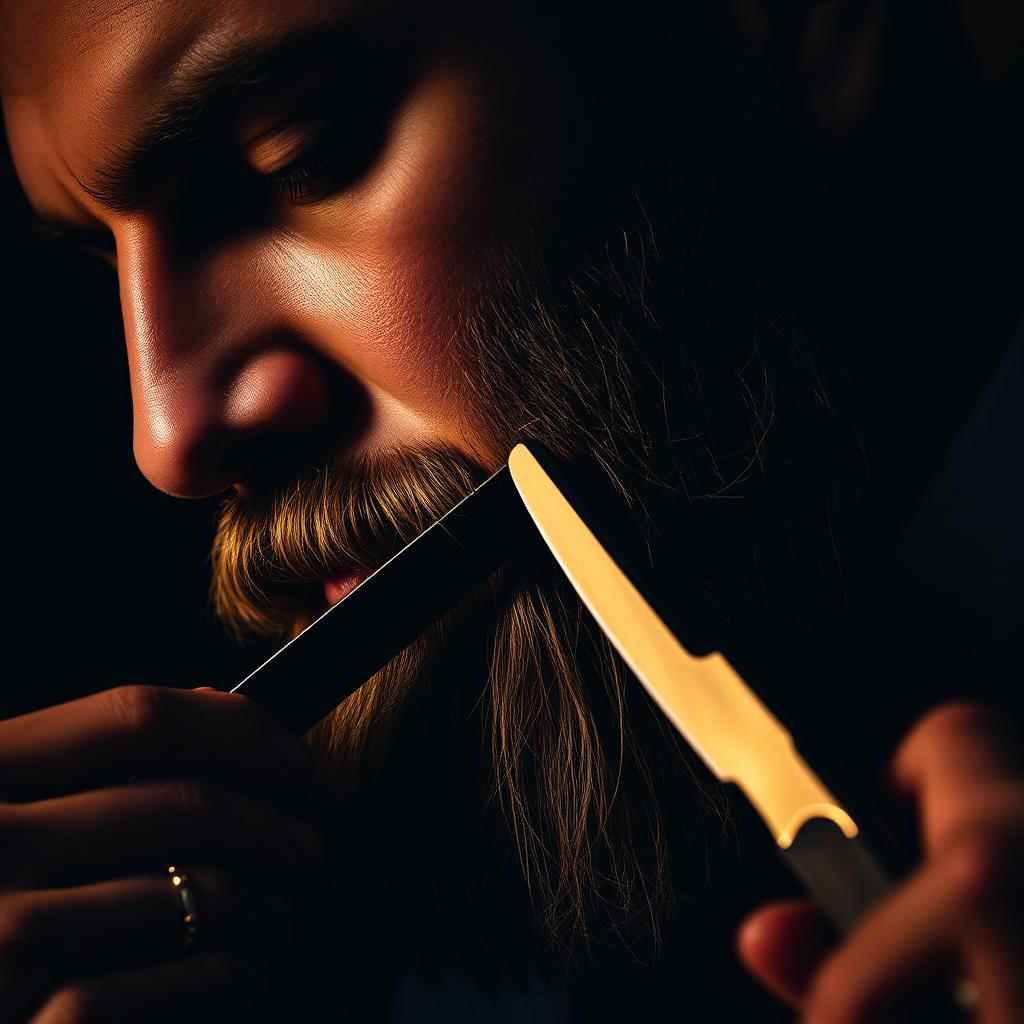 Straight razor beard sculpting detail